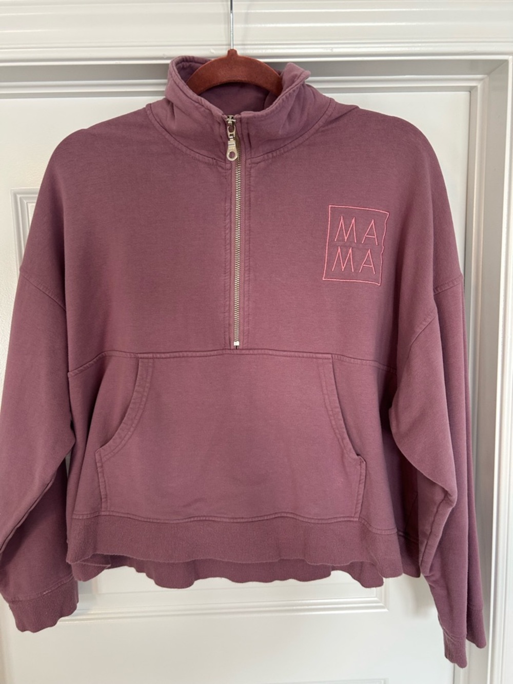 Half-Zip Pullover Hoodie in Dusty Mauve